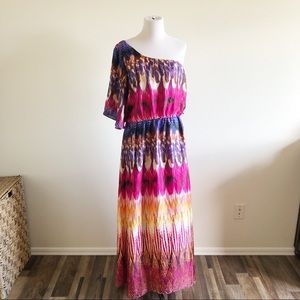 Bisou Bisou One Shoulder Pattern Maxi Dress